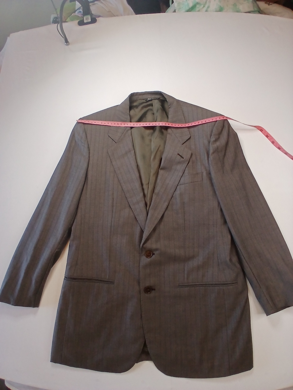 Ermenegildo Zegna Gray Pinstripe Men's Two-Button Suit Jacket.Slim-Fit